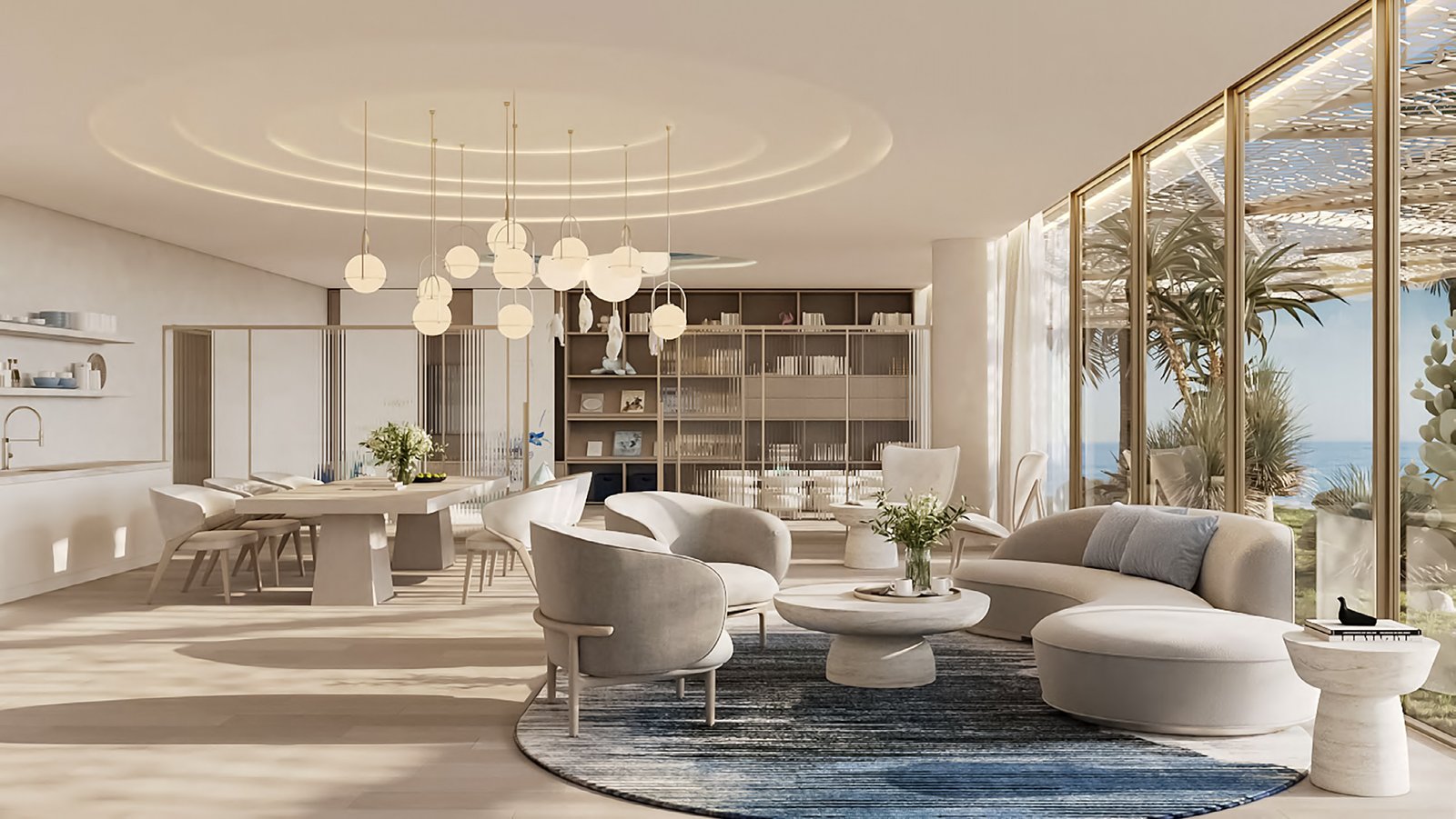 Infinity pool with panoramic ocean views at Nikki Beach Residences by Aldar, offering resort-style amenities for luxury apartment residents.