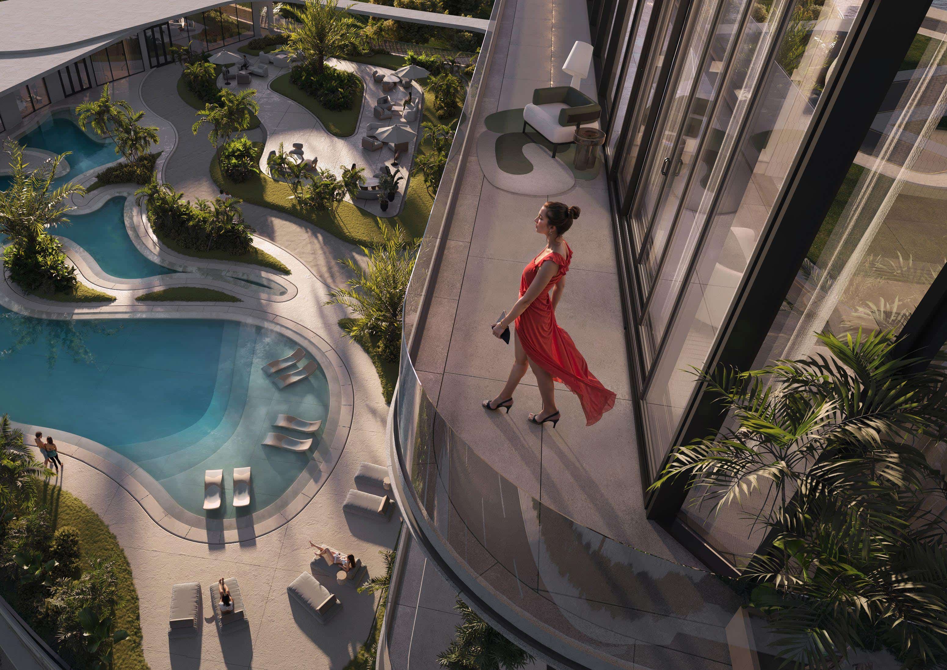 Rooftop infinity pool with panoramic skyline and sea views at Radiant Elite Tower