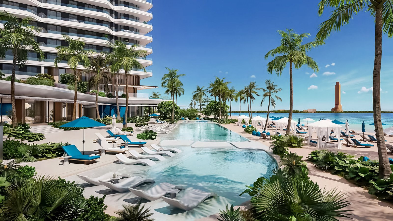 Private beach access and golden sands at Nikki Beach Residences by Aldar, highlighting the ultimate waterfront lifestyle on Al Marjan Island.