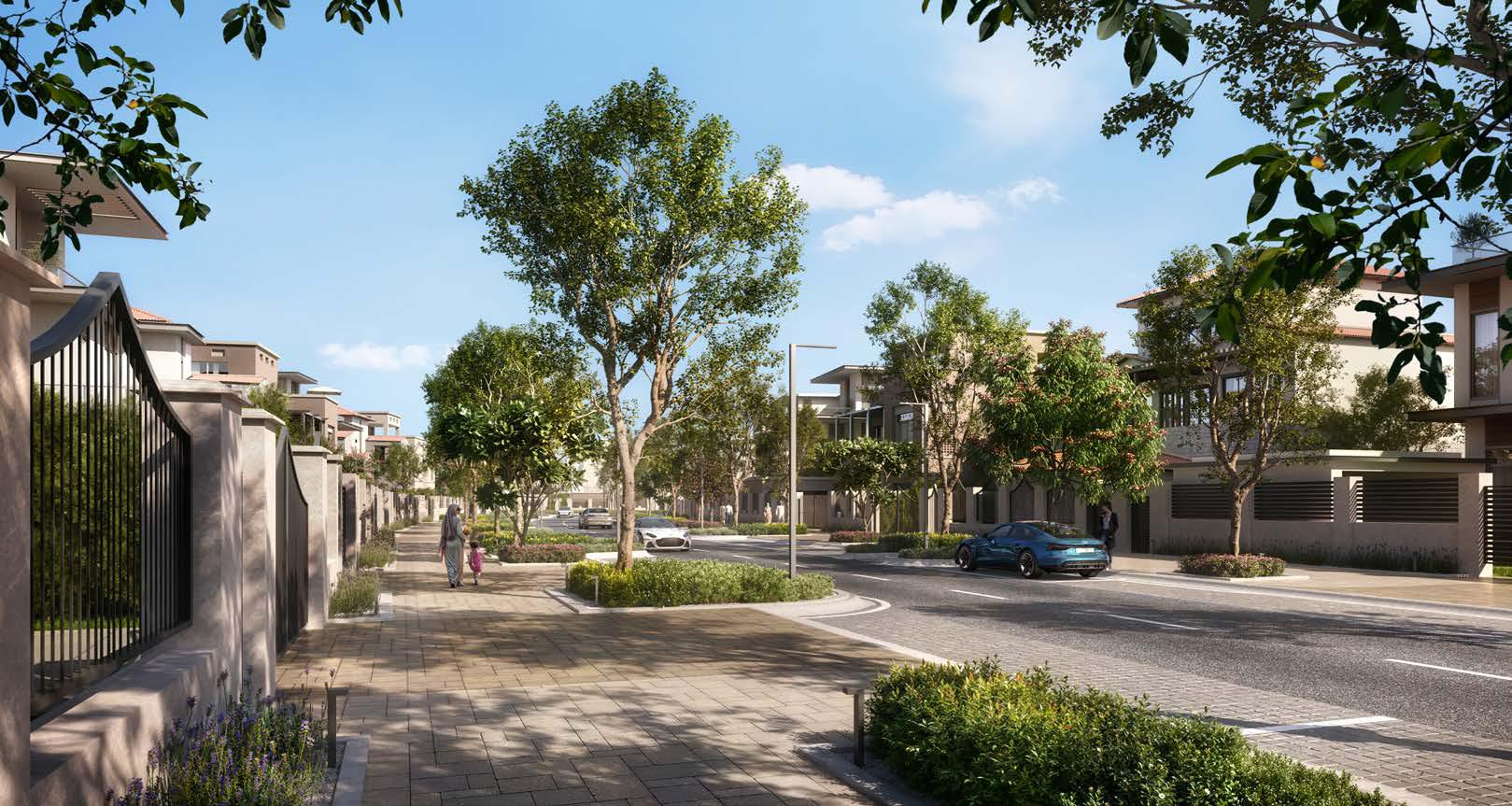 Aerial view of Wadeem community on Hudayriyat Island, Abu Dhabi, surrounded by greenery and coastal landscapes