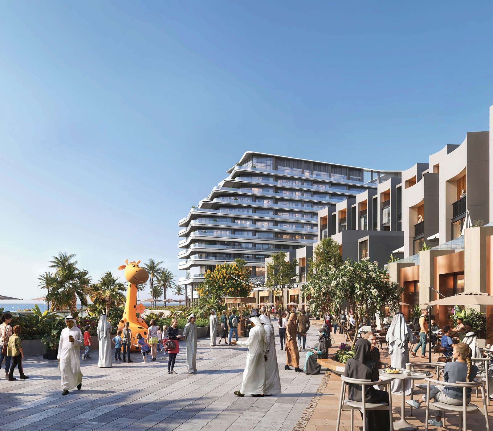 River Cove Residences at Sobha City Abu Dhabi featuring luxury waterfront homes surrounded by landscaped green spaces and amenities.