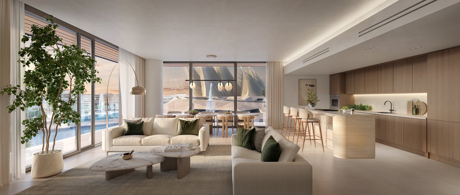 TheGrove-LivingRoomLight  at The Source II on Saadiyat Island